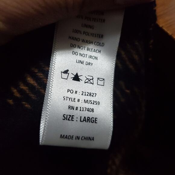 Chocolate U.S.A. Brown Black Plaid Shacket Blazer Coat Jacket Size Large - Picture 9 of 10